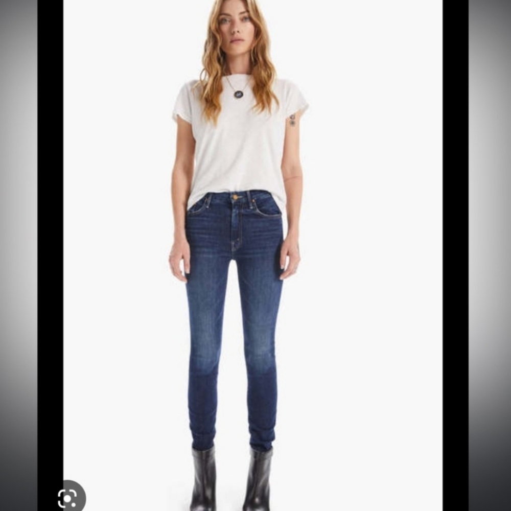 MOTHER Women’s Skinny Jeans in Dark Blue Denim